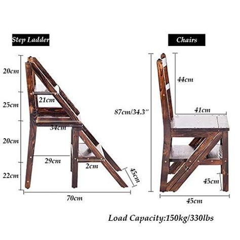 Wooden Step Ladder Chair, Folding Ladder Chair, Fold Chair Design, Library Chair Ladder, Chair Step Stool, Ladder Chair Plans Diy Projects, Chair Step Ladder, Library Step Chair, Library Ladder Chair