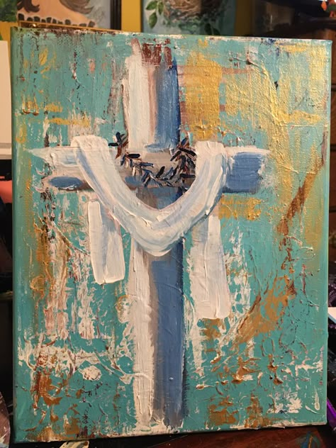 Easter Art Painting Canvases, Painting A Cross On Canvas, Small Cross Paintings, Hand Painted Crosses On Canvas, Painting Crosses On Canvas, Easter Cross Paintings On Canvas, Paintings Of Crosses On Canvas, Paintings Of Crosses, Easy Easter Canvas Painting