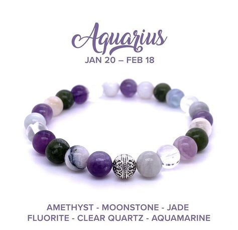 Wearing your zodiac sign isn’t just about style, it’s about harnessing the power of the cosmos! Each crystal in this bracelet is meticulously chosen to amplify your sign’s strengths and balance out any weaknesses. Want to unlock the cosmic potential for YOUR zodiac sign? ✨ Head over to Cosmic Aura Crystals and find your perfect bracelet match! Limited quantities available, so don’t wait - place your order now! #ZodiacVibes #CosmicAuraCrystals P.S. Want to know more about the crystal benefi... Aquarius Crystals, Crystal Bracelets Diy, Mystic Spiritual, Zodiac Jewellery, Best Healing Crystals, Copper Wire Crafts, Aquarius Birthday, Jewelry Product Shots, Semi Precious Stone Bracelet