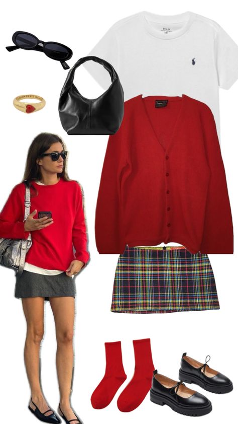 Casual outfit inspo #miniskirt #skirt #outfit #outfitideas #fashion #fashioninspo #spring #ootd #outfitinspiration Check Skirt Outfit, Checked Skirt Outfit, Spring Ootd, Black Mom Jeans, Winter Skirt Outfit, Check Skirt, Outfit Layout, Cute Preppy Outfits, Skirt Outfit