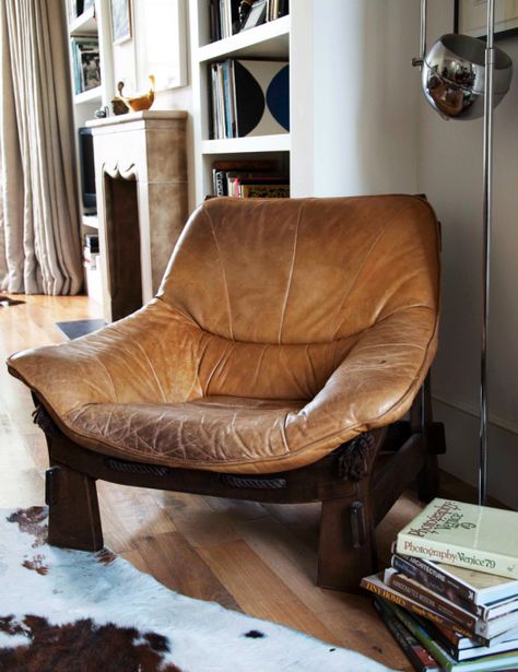 1970’s leather armchair || N&L DE LIMA Leather Chair Bedroom, Living Room Rocking Chair, Leather Reading Chair, Leather Chairs, Unique Chairs, Vintage Leather Chair, Big Leather Chair, Rustic Lounge Chair, Rustic Armchair