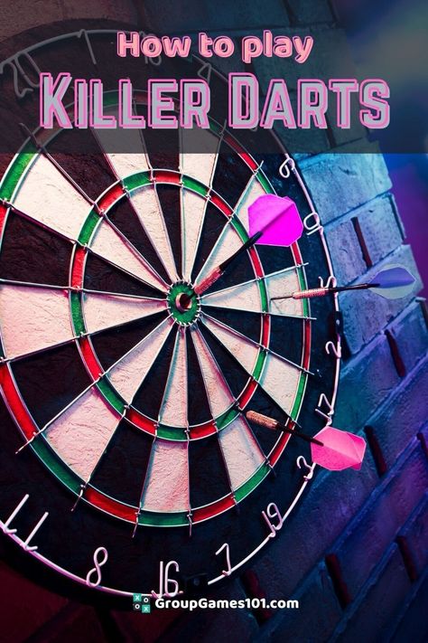 Learn how to play the darts game Killer darts with this complete guide.    #darts #howtoplay #games #groupgames #killerdarts Indoor Games For Teenagers, Darts Rules, Group Games For Teenagers, Beer Darts, Games To Play Inside, Indoor Games For Toddlers, Beer Olympics Games, Jenga Drinking Game, Dart Games