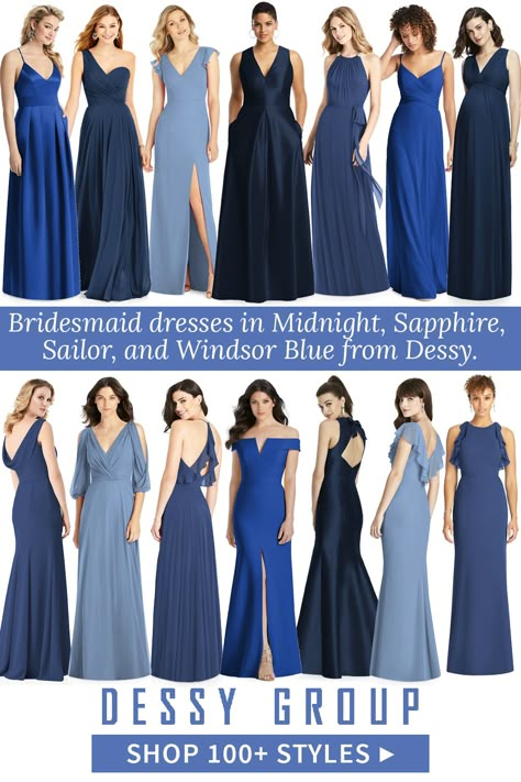 Find the perfect something blue from the Dessy Group! Stunning blue bridesmaid dresses from morning sky to midnight and every beautiful shade in between. Featuring 150+ styles to flatter every maids style. Prussian Blue Bridesmaid Dresses, Deep Sea Blue Bridesmaid Dresses, Bridesmaid Dresses Midnight Blue, Shades Of Dark Blue Bridesmaid Dresses, Sapphire Blue Bridesmaid Dresses, Fall Blue Bridesmaid Dresses, Bridesmaid Blue Dress, Cobalt Blue Bridesmaid Dresses, Bridesmaid Dresses Blue Shades