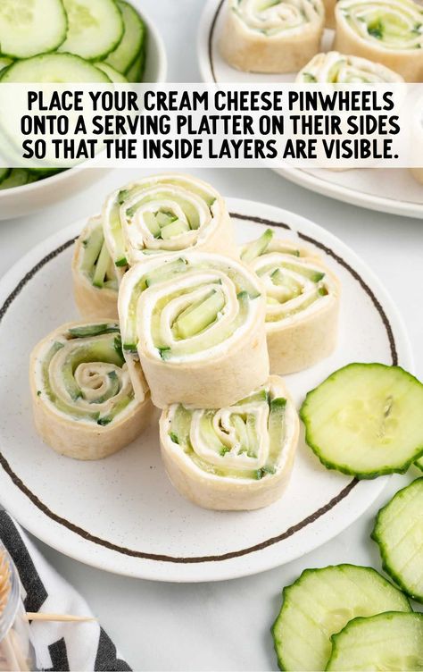 cream cheese pinwheels placed on a serving platter Cream Cheese Pinwheels, Tortilla Pinwheels, Pinwheel Sandwiches, Cheese Pinwheels, Sandwich Platter, Tortilla Wrap, Roll Ups Recipes, Pinwheel Recipes, Tea Party Food