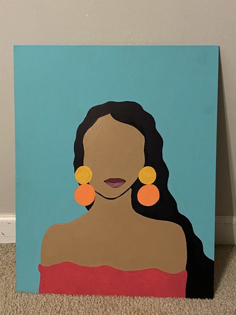 Latina Empowerment Art, Latina Canvas Painting, Feminism Canvas Painting, Black Women Canvas Paintings, Portrait Painting Ideas Easy, Painting Ideas On Canvas Woman, Women Painting Easy, Latina Painting, Painting Feminist