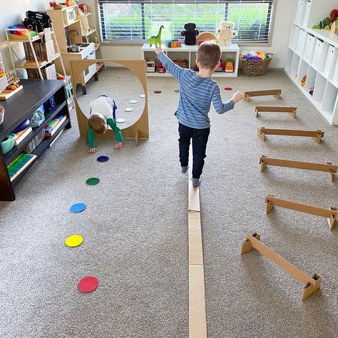 Jana - Playroom Stories on Instagram: “• DIY Cardboard Obstacle Course •⁣ Today is Earth Day and a good reminder for us all to take better care of the planet that we call home.…” Indoor Obstacle Course, Toddler Obstacle Course, Kids Obstacle Course, Games For Toddlers, Obstacle Course, Toddler Play, Toddler Learning Activities, Instagram Diy, Toddler Fun