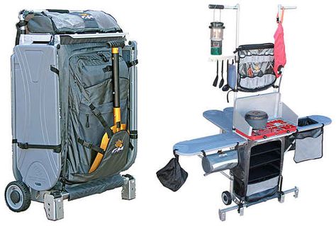 Portable Kitchen that Folds Up in a Suitcase | 32 Things You'll Totally Need When You Go Camping Camping Cornwall, T6 California, Camping Bedarf, Kombi Motorhome, Auto Camping, Survival Ideas, Kombi Home, Portable Kitchen, Camping Shower