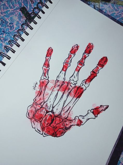 Something Aesthetic, Whimsical Art Journal, Skeleton Art, Handprint Art, Skeleton Hand, Skeleton Hands, Handmade Ideas, Aesthetic Painting, Hand Painting