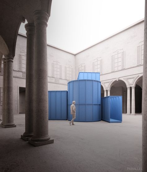 Gallery of Space Encounters Builds Temporary Museum for Milan Design Week - 1 Museum Space Design, Space Museum Design, Museum Exhibition Design Architecture, Temporary Installation, Design Studio Space, Space Museum Exhibitions, Historical Museum Exhibition, Temporary Architecture, Vintage Industrial Style