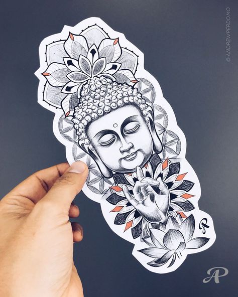 Buddha Tattoo Stencil Design, Boodha Tattoo, Buda Tattoo, Mandala Arm Tattoos, Beautiful Spine Tattoos, Infinity Tattoo With Feather, Word Tattoo Ideas, Virgo Tattoo Designs, Full Hand Tattoo