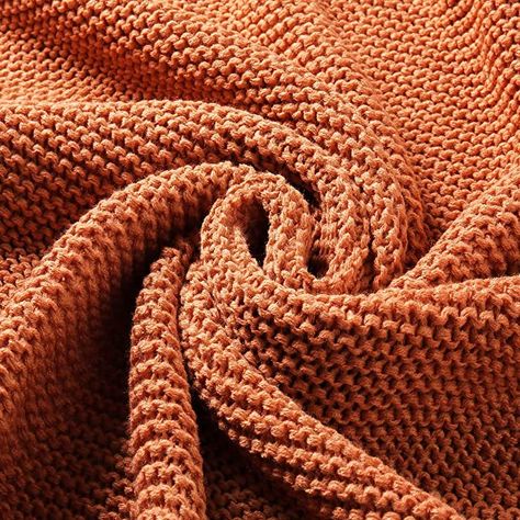 Rust Knit Blanket, Rust Blanket, Burnt Orange Throw Blanket, Knitted Throw Blanket, Orange Blanket, Decorating House, King Size Blanket, Orange Knit, Blanket For Couch