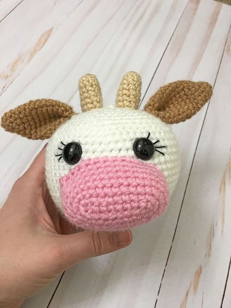 Amigurumi Cow - A Free Crochet Pattern - Grace and Yarn Crochet Cow Ears Free Pattern, Amigurumi Cow Pattern, Crocheted Cow, Crocheted Cow Pattern, Amigurumi Cow, Crochet Animal Amigurumi, Pola Amigurumi, Crochet Cow, Favorite Animals