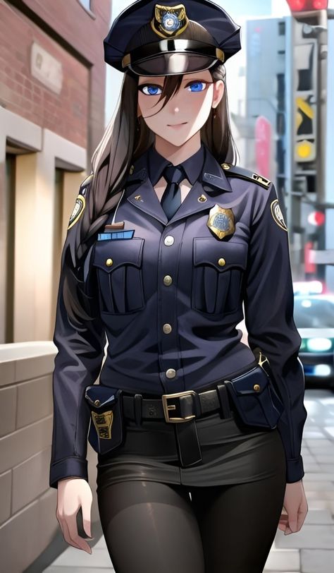 Female Cop Art, Anime Police Woman, Female Cop, Anime Woman, Police Women, Character Sheet, Police Officer, Aliens, Art Girl