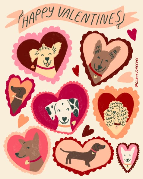 artwork by @carlyjoreeves​​​​​​​​​ #Illustration #DigitalArt #Drawing #ArtOfTheDay #IllustrationArt #CreativeProcess #ArtistOnPinterest #VisualArt #ArtGallery #IllustrationOfTheDay #Carlsbad #IllustrationArtist #Art #illustrator #februaryillustration #artlicensing #valentineart #dog #valentines Valentine Dog Drawing, January Illustration, February Illustration, Border Collie Illustration, Valentines Prints, Present Illustration, Valentine Illustration, Valentines Day Art, Dachshund Illustration