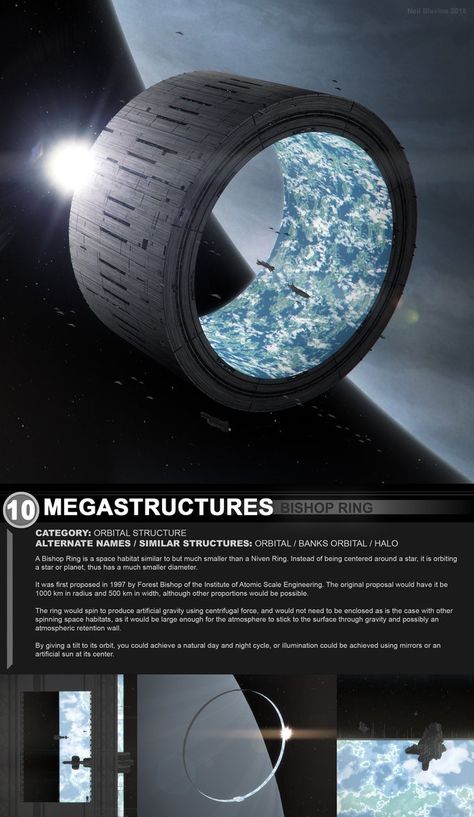 Megastructures 10 Bishop Ring by ArtOfSoulburn Space Habitat, Bishop Ring, Centrifugal Force, Sci Fi City, Spaceship Concept, Spaceship Art, Spaceship Design, Futuristic City, Science Fiction Art