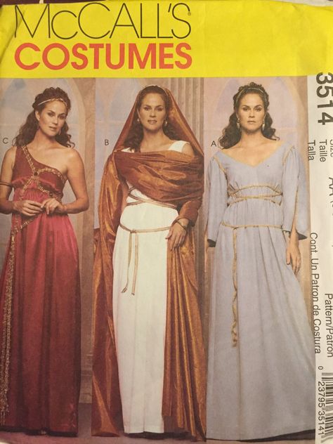 Roman Goddess Costume, Roman Costumes, Roman Toga, Toga Dress, Roman Dress, Greek Dress, Roman Costume, Greek Goddess Costume, Women's Sewing Pattern