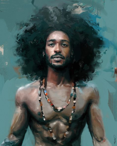 By Alexis Franklin Afro Men, Digital Painting Portrait, Colossal Art, Creepy Art, Art Style Inspiration, Black Man, Digital Portrait, Male Art, Surreal Art