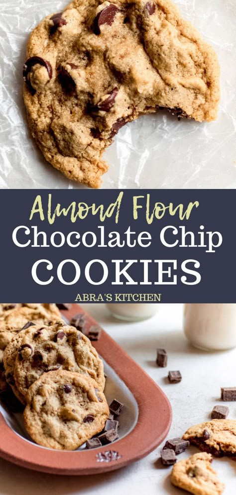 Rice Flour Chocolate Chip Cookies, Almond Flour Desserts, Almond Flour Chocolate Chip, Almond Flour Chocolate Chip Cookies, Almond Chocolate, Almond Flour Cookies, Baking With Almond Flour, Paleo Cookies, Recipes Paleo