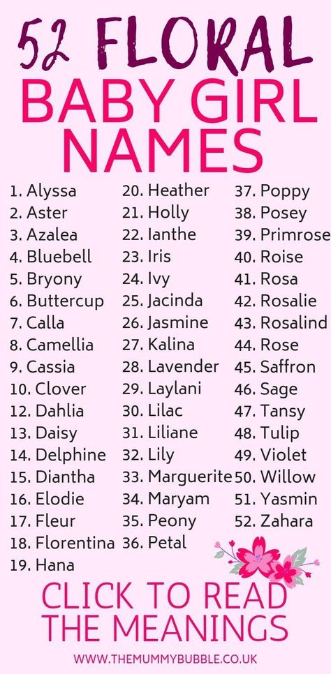 Flower Girl Names, Flower Names For Girls, List Of Girls Names, Middle Names For Girls, Die Sims 4, Unique Girl Names