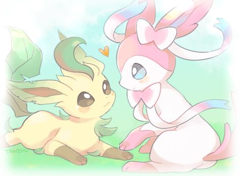 Leafeon X Sylveon, Eve Evolutions, Sylveon And Leafeon, Leafeon And Espeon, Evee Evolution Sylveon, Leafeon And Vaporeon, Leafeon Art, Eve Pokemon, Sylveon Art