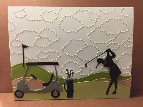 Golfer Cards Birthday, Golf Cart Birthday Cards, Handmade Golf Cards, Golf Cards Handmade, Golf Birthday Cards, Men Cards, Golf Cards, Male Birthday, Silhouette Cards