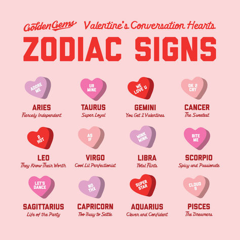 Conversation hearts for each zodiac sign #valentinesday #zodiacmemes #zodiacsign #astrology Inspo Quotes, Leo And Virgo, Virgo And Libra, Sagittarius And Capricorn, Heart Box, Capricorn And Aquarius, Taurus And Gemini, Zodiac Memes, Converse With Heart