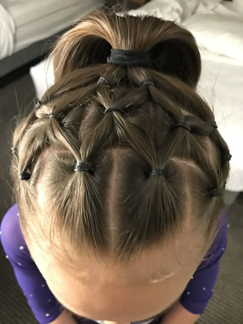 Dance Hairstyles Competition Acro, Short Hair Softball Hairstyles, Gymnastics Competition Hair Easy, Gymnastics Hair For Meets, Cute Gymnastics Hairstyles, Gymnastics Hairstyles For Competition, Boxing Hairstyles, Gymnastics Competition Hair, Gymnastic Stuff