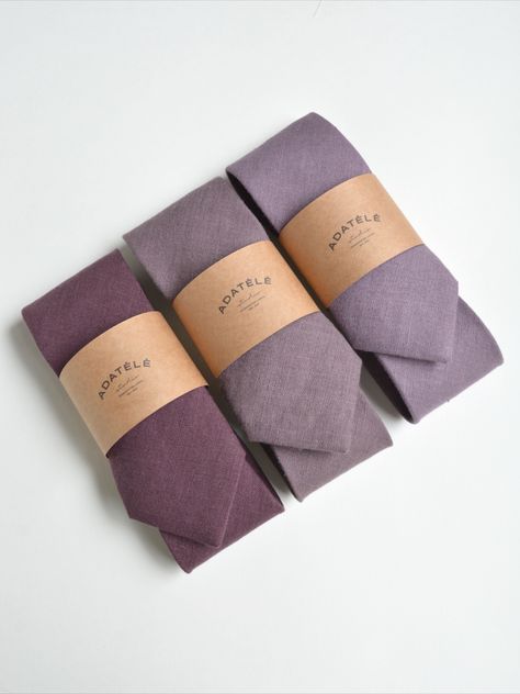 Mismatched purple / dusty lavender / aubergine / rosy brown shades linen neckties. Mix and match dusty purple wedding ties for groom, groomsmen or wedding guests. Groomsmen Purple, Lavender Mood Board, Dusty Lavender Wedding, Brown Suit Wedding, Fairy Princess Wedding, Dusty Purple Wedding, Purple Groomsmen, Purple Ties, Lavender Tie