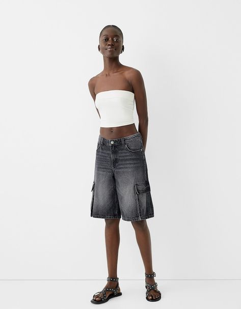 Women’s Shorts and Bermuda Shorts | New Collection | Bershka Cargo Bermuda Shorts, Bermuda Cargo, Nylon Shorts, Denim Cargo, Jeans Jumpsuit, Cargo Trousers, Short Jumpsuit, Sweaters Knitwear, New Me