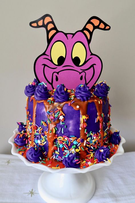 Journey Into Imagination with this Figment Drip Cake – Popcorner Reviews Figment Cake, Figment Birthday Party, Disney Figment, Drip Cake Tutorial, Figment Disney, Birthday Drip Cake, Disney Parties, 9 Birthday, Cakes Inspiration