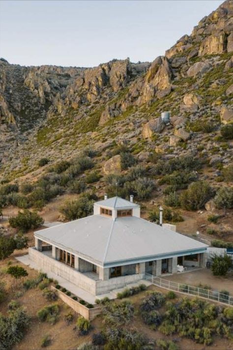 The rural hideaway sits within the Tehachapi wine region and has been likened to a ‘modern-day concrete “fortress”‘ for its bunker-like set-up. It includes a 4,000-sq-ft house, stables and an artist’s studio. Credit: Sotheby's International Realty #property #california #architecture #design #home Modern Fortress Home, Modern Fortress, Fortress House, California Architecture, Concrete Houses, Concrete Home, Wine Region, Contemporary Architecture, Photo 1