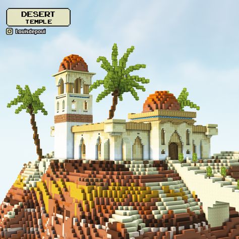 If you wish to support my work so that I can keep on doing stuff like this, you can support me via patreon and get schematics in return! Egypt Minecraft Builds, Minecraft Indian Temple, Desert Portal Minecraft, Desert Palace Minecraft, Badlands Minecraft Builds, Minecraft Sun Build, Minecraft Desert Building Ideas, Desert Temple Minecraft, Minecraft Badlands House