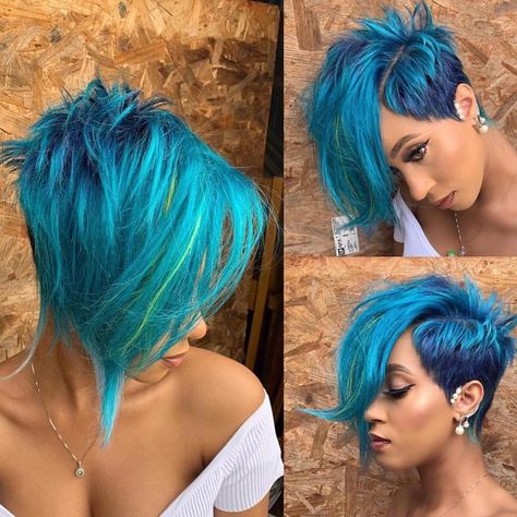 Short Punky Hair, Short Crazy Hair, Crazy Hair Colors For Short Hair, Short Hair Vivid Color Ideas, Spikey Pixie Cuts, Shaved Side Hairstyles Short, Short Haircut And Color, Shaved Sides Haircut, Colorful Short Hair