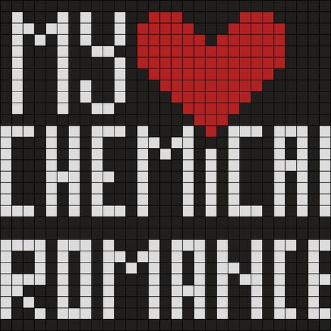 Gerard Way Perler Beads, Mcr Pixel Art, Pierce The Veil Kandi, Mcr Perler Bead Patterns, Pierce The Veil Perler Beads, Mcr Crochet, Mcr Perler Beads, Mcr Kandi Pattern, My Chemical Romance Cross Stitch