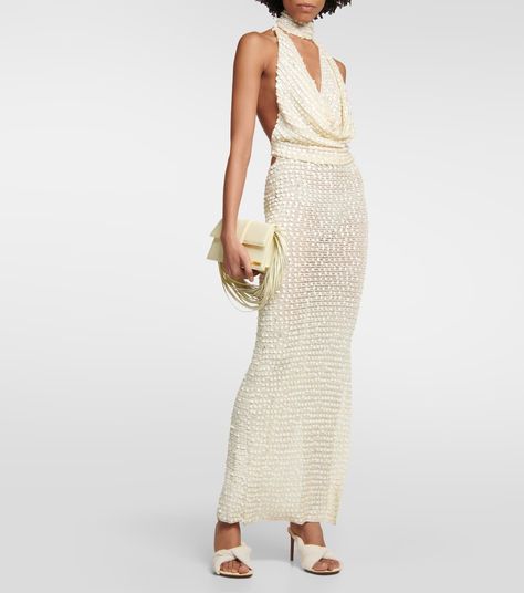 Aya Muse Dress, Aya Muse, Halter Maxi Dresses, Shades Of Beige, White Party, White Maxi Dresses, Formal Wear, Bridal Looks, Valentino Garavani