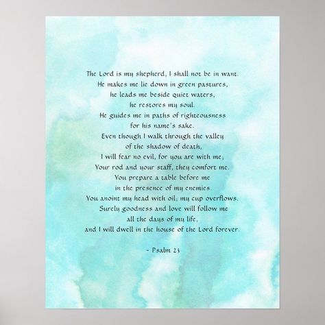 Psalms 23 Watercolor Background Poster | Zazzle Psalms 23, Images Design, Word Art Design, Green Pasture, Psalm 23, Digital Backgrounds, Corner Designs, Christian Wall Art, Backgrounds Free