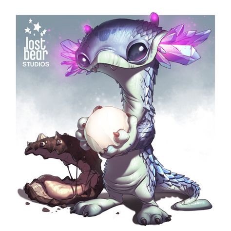 ArtStation - Pearl Thief, Lost Bear Studios Summon Creatures, Lost Bear, Creature Box, Cute Fantasy Creatures, Fantasy Beasts, Creature Drawings, Sketch Painting, Monster Art, Cute Creatures