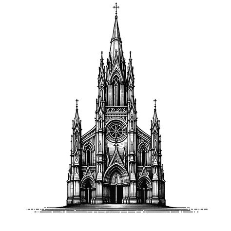 St Basils Cathedral Drawing, Burning Cathedral Tattoo, Cathedral Chest Tattoo, Gothic Building Tattoo, Gothic Cathedral Drawing, Gothic Architecture Drawing Sketch, Gothic Church Drawing, Cathedral Tattoos, Cathedral Tattoo Design