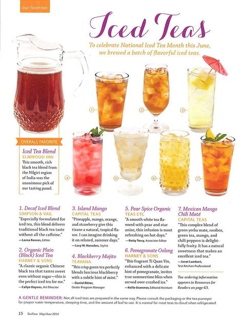 Ice Tea Recipe, Tea Time Magazine, Iced Drinks Recipes, Iced Tea Lemonade, Tea Drink Recipes, Drink Recipes Nonalcoholic, Iced Tea Recipes, Summer Drink Recipes, Refreshing Drinks Recipes