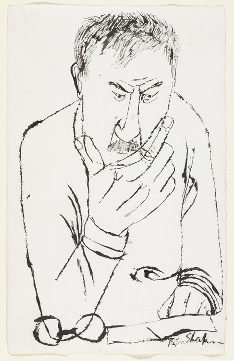 Ben Shahn, Social Realism, Modern And Contemporary Art, Self Portraits, Sumi E, Line Drawings, Drawing Prints, 인물 사진, Museum Of Modern Art