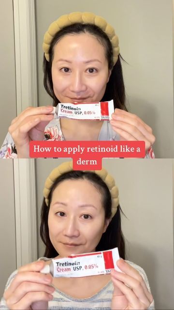 Jenny Liu, MD FAAD , Skincare expert on Instagram: "Always good to revisit how to apply retinoid especially with winter upon us! Sandwich method if you’re newbie or have dry skin Traditional methods if you’re more of a pro Using @firstaidbeauty ultra repair cream to finish and @charlottetilbury magic water gel cream for First Layer of sandwich Which one do you use? #retinol #retinolskincare #retinoid #tretinoin #skincarehacks #skincaretips #skincare101 #derm" Tretinoin For Beginners, Tretinoin Aesthetic, Sandwich Method Skincare, How To Layer Retinol, How To Layer Tretinoin, Retinoids Before And After, Best Tretinoin Cream, How To Apply Retinol, How To Use Tretinoin