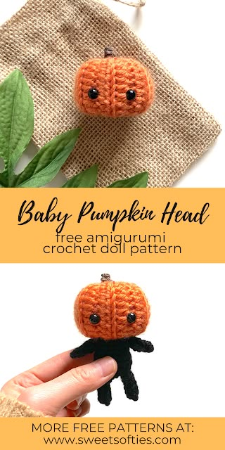 Baby Pumpkin, Fall Crochet Patterns, Fall Crochet, Knitting Toys, Crochet Halloween, Halloween Crochet Patterns, Crochet Amigurumi Free Patterns, Crochet Fall, Crochet Amigurumi Free