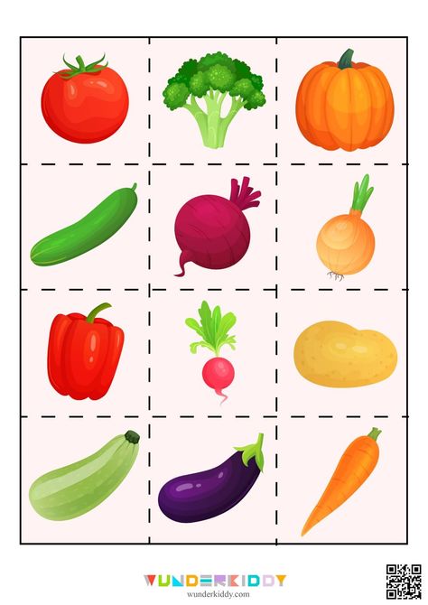 Vegetable Clipart Free Printable, Shadow Worksheet, Vegetables For Kids, Teaching Kids Letters, Healthy Food Activities, Game For Preschoolers, Vegetable Chart, Vegetable Crafts, Game Fruit