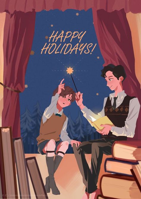 Newt And Theseus, Christmas Hogwarts, Fantastic Beasts Fanart, Hogwarts Games, Fantasic Beasts, Hp Harry Potter, Fantastic Beast, Newt Scamander, Hogwarts Mystery