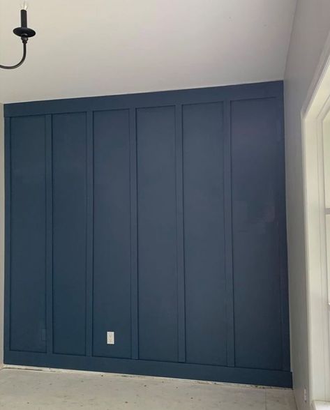 Follow for our rental transformations on Instagram @daytripperairbnb Blue Note Benjamin Moore Accent Walls, Navy Benjamin Moore Paint, Vandusen Blue Benjamin Moore, Bm Britannia Blue, Newbury Port Blue Benjamin Moore, Newberry Port Blue Benjamin Moore, Bm Newburyport Blue, Navy Blue Board And Batten Wall, Navy Blue Shiplap Wall