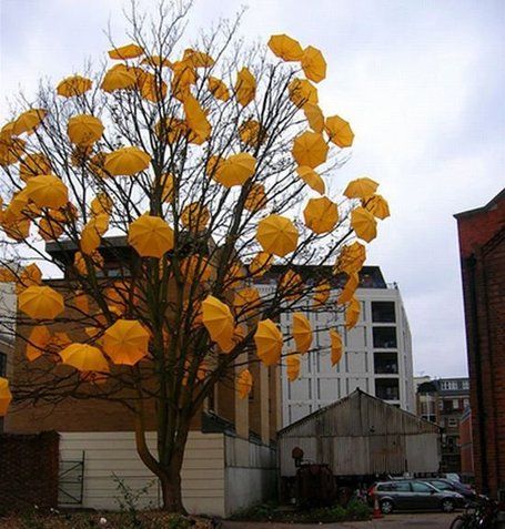 Sam Spencer: "Bloom" Street Art Utopia, Umbrella Tree, Umbrella Art, Graffiti Artwork, Amazing Street Art, Wow Art, Street Art Graffiti, Outdoor Art, Land Art