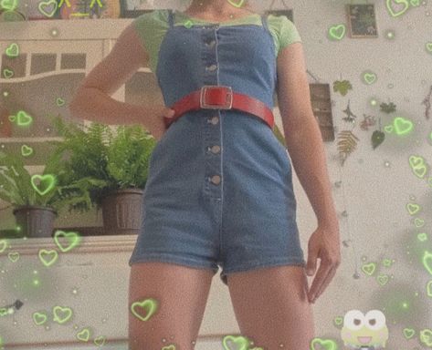 Keroppi Inspired Outfit, Keroppi Outfit, Soft Pastel Makeup, Keroppi Aesthetic, Creepy Cute Outfits, Sanrio Outfits, Diy Tiktok, Pure Makeup, Aesthetic Overalls