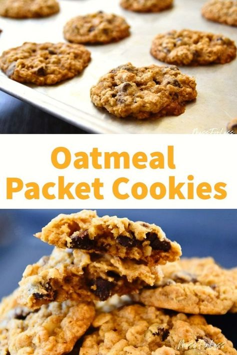 The ultimate flavor combo! These oatmeal packet cookies are packed with chocolate chips and walnuts. Get the recipe and indulge! Oatmeal Packet Cookies, Instant Oatmeal Recipes, Instant Oatmeal Cookies, Blueberry Oatmeal Cookies, Instant Oatmeal Packets, Oatmeal Chocolate Chip Cookie Recipe, Oatmeal Cookie Bars, Oatmeal Cookies Easy, Homemade Baked Bread