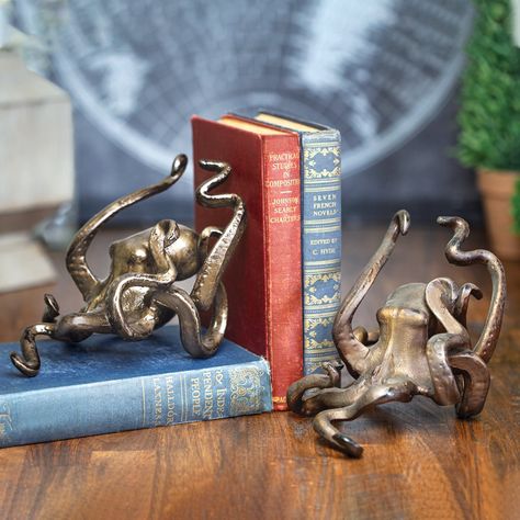 Octopus Bookends Octopus Bookends, Nautical Bookends, Captain's Quarters, Octopus Decor, Captains Quarters, Dragon Mask, Katherine's Collection, House By The Sea, Interior Wall Decor