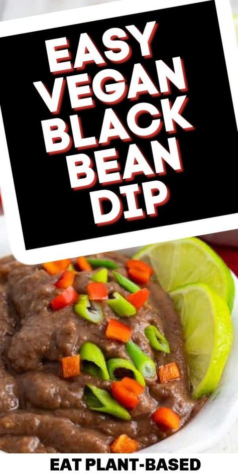 If you have 10-minutes and a blender, you’ve got a crazy delish easy vegan black bean dip! This Black Bean Dip from EatPlant-Based is an easy snack or appetizer that comes together in minutes. Packed with flavor, this healthy dip won't disappoint. Bean Appetizers, Bean Dinner, Black Bean Dip Recipe, Easy Bean Recipes, Vegan Refried Beans, Fat Free Vegan, Refried Beans Recipe, Bean Dip Recipes, Black Bean Dip